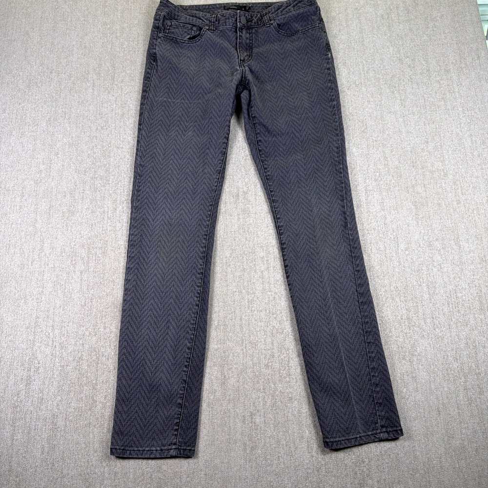 PrAna pants Women Size 6 Gray/Brown Stretch Denim Organic Cotton Herring bone